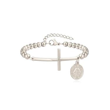 Imagem de KummerSaprk Pulseira de Jesus para mulheres, joias de fé cristã, pulseira cruzada, ajustável, religiosa, presente para ela, joia inspiradora, Large, Sem Pedra Preciosa
