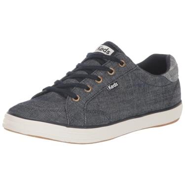 Imagem de Keds Tênis feminino Center III de lona com cadarço, Xadrez jeans azul-marinho, 6 Wide
