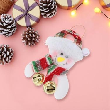 Imagem de Generic 1 peça de enfeites de Natal pendurados boneca pingente pequeno sino boneco de neve flanela vermelho 11 x 8 cm