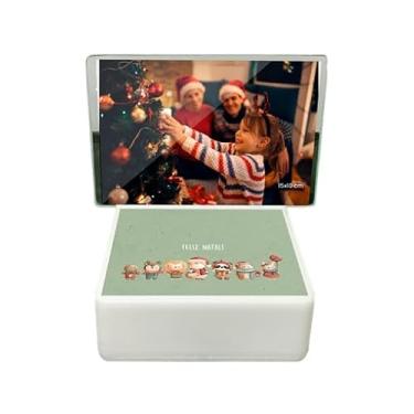 Imagem de Luminária Mini Box Decorativa de Natal, Retrato com Turminha, Caixa de Luz LED, Base Branca