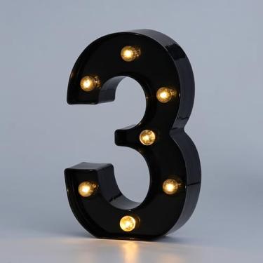 Imagem de Letras numéricas decorativas com luzes de LED, letreiro de plástico preto, sinal de luzes de aniversário, festa de aniversário, decoração de casamento (3)