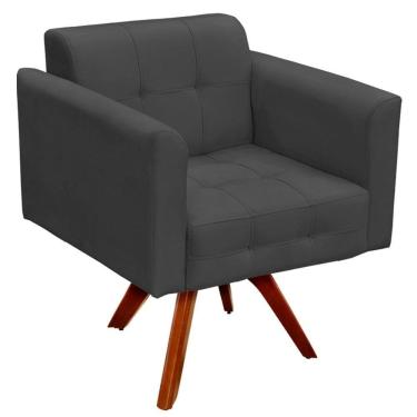 Imagem de Poltrona Sala De Estar Base Madeira Giratória Ana Grafite