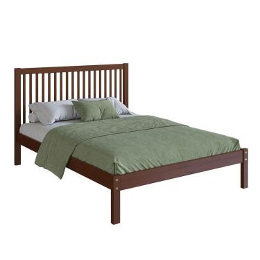 Imagem de Cama De Casal Lucy De Madeira Maciça Com Lastro Walnut