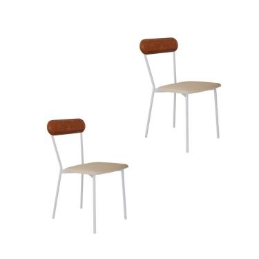 Imagem de Cadeira Vintage Emília Fixa C-4 Pes 450 X 505 X 810 Mm C-2 Un. Pés Brancos. Cy.areia Lgt-cn.cml Areia Lgt-cn.caramelo