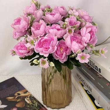 Imagem de Ramo Decorativo com 5 Rosas Artificiais para Arranjo – Flor para Decoração de Casa 30cm (Lilas 4759,5 Unidade)