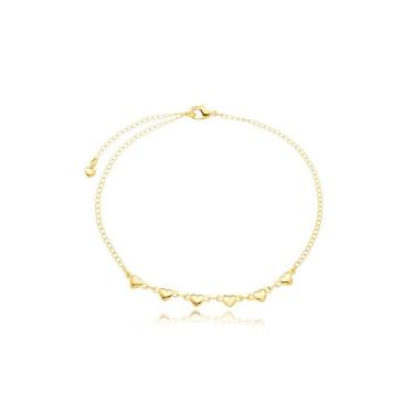 Imagem de Tornozeleira Feminina Corações Banhada A Ouro 18k