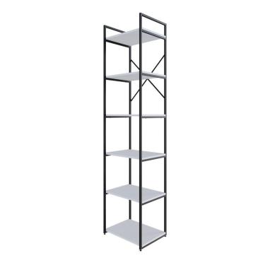 Imagem de Estante Alta C/06 Prateleiras 185x45x33cm Yon Branco Tx/est.preta Branco Tx/est.preta