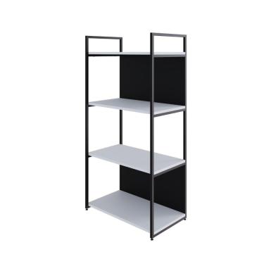 Imagem de Estante C/04 Prateleiras 118x60x33cm C/fundo Yon Branco Tx/est.preta Branco Tx/est.preta