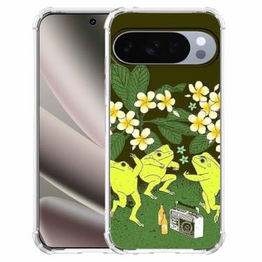 Imagem de Padrão de festa de animais hippie sapos dançantes, capa de telefone de TPU macio compatível com Google Pixel 10/10 Pro