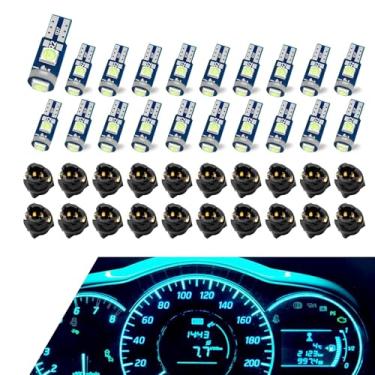 Imagem de Dogary Lâmpadas LED para instrumentos de painel de 20 peças, T5 PC74 37 3030-3SMD Plug-in luz de placa de carro super brilhante, lâmpada à prova de choque sem cintilação com soquete de trava de torção
