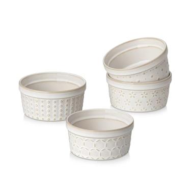 Imagem de MALACASA Ramekins 118 ml seguro para forno, pratos de suflê creme brulee de cerâmica, copos de pudim de pudim, ramekin para assar, tigelas de molho pequenas, conjunto com 4, seguro para micro-ondas e