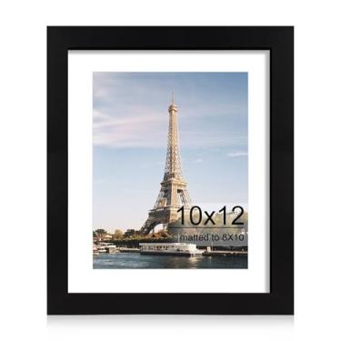 Imagem de iRahmen Moldura de 25 x 30 cm com vidro temperado HD, exiba imagens 20 x 25 com tapete ou 25 x 30 sem tapete, molduras de madeira para mesa e suporte de parede (preto, 1 pacote)