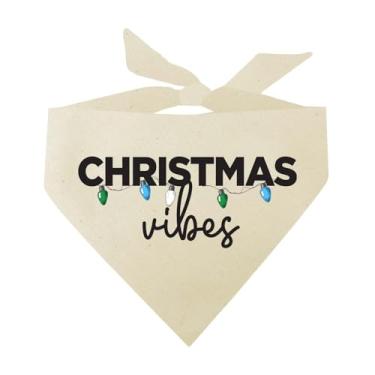 Imagem de Bandana para cães Christmas Vibes | Triângulo ajustável 100% algodão cru | Feito nos EUA | Natal | época festiva | inverno | presente | natural, tamanho único (1479)