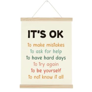 Imagem de WINGTECA Affirmations for Kids Poster Hanger Frame Classroom Back to School Decorações It's ok to Make Mistakes Colorful Wall Hanging Banner Decor for Classroom Kids 30 x 40 cm