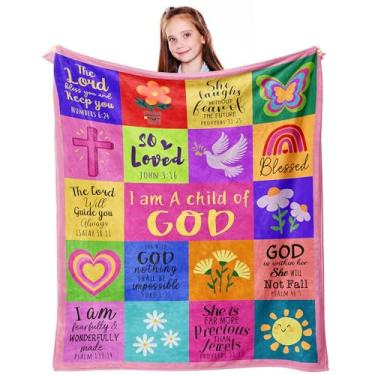 Imagem de CUJUYO Presentes de batismo para meninas mulheres cobertor 127 x 101 cm, batizado dedicação confirmação comunhão presentes para meninas adolescentes recém-nascidas, meninas mulheres cristãs católicas