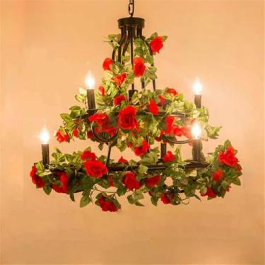 Imagem de Lustre Americano Pastoral LED Industrial Retrô Criativo Música Restaurante Bar Cafeteria Loja de Chá Loja de Roupas Decoração Plantas Verdes Luminária Pendente (HA 7 Lâmpadas)