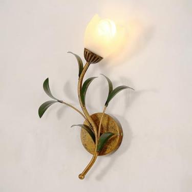 Imagem de Elegante luminária de parede francesa com design floral - estilo vintage minimalista moderno para decoração de sala de estar e cabeceira de quarto (C à direita)