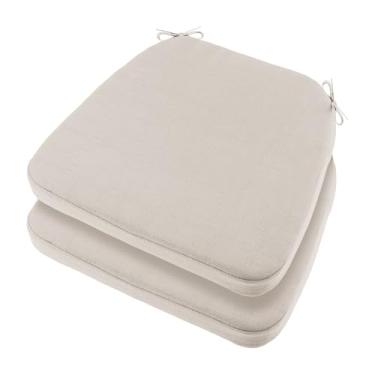 Imagem de Almofadas de cadeira de jantar bege com laços, almofadas de assento impermeáveis para ambientes externos com suporte antiderrapante, capa removível lavável na máquina, 40,6 x 40,6 x 5 cm, conjunto de