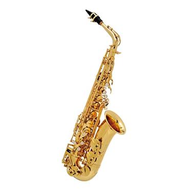 Imagem de Kit de saxofone para iniciantes EB Saxofone alto latão dourado lacado instrumento musical E-Flat Sax com estojo acessórios instrumento de sopro (cor: verde claro)