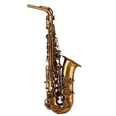 Imagem de Kit de saxofone profissional, café, laca dourada, saxofone alto, latão, saxofone para iniciantes