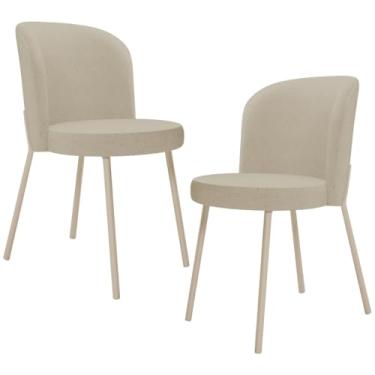 Imagem de Kit 02 Cadeiras Para Sala de Jantar Cozinha Estofada Gavi Arena L02 Linho Bege Escuro - Lyam Decor