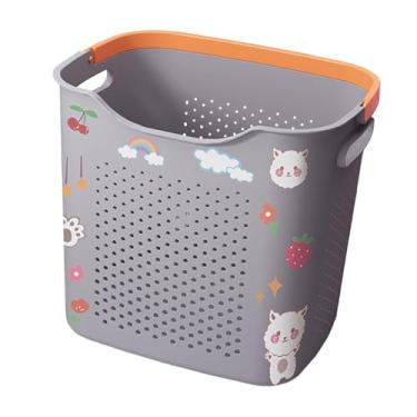 Imagem de IEUDNS Cesto de roupa suja organizador de cobertor economizador de espaço brinquedos leve recipiente de armazenamento roupas sujas cesto para berçário, L and Grey