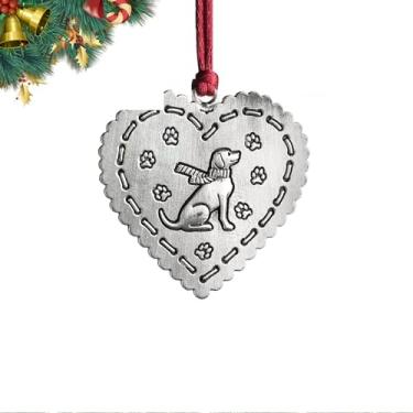 Imagem de Enfeites de Natal, enfeite de árvore de Natal de estanho sólido 2026 feito à mão de metal faça você mesmo, itens colecionáveis para árvores de Natal, festas em casa, presentes (homem de neve) (Cão