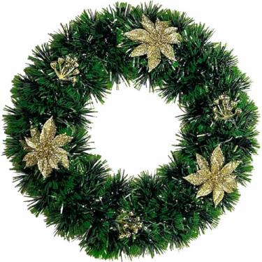 Imagem de Guirlanda Porta de Natal Enfeite Decoração Natalina de Luxo Vermelho ou Dourado 30cm (Vermelho Mod.1)