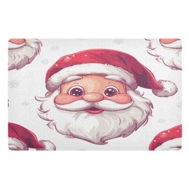 Imagem de STAYTOP Tapete de porta feliz Papai Noel, entrada externa, 81 x 50 cm, tapete de boas-vindas ao ar livre/interno, tapetes de banho fofos, capacho frontal antiderrapante para entrada, pátio, áreas de