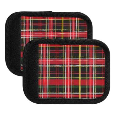 Imagem de Qilmy Embalagem com 4 identificadores de bagagem xadrez búfalo elegante para alça confortável para carrinho de bebê, mala de viagem, acessórios de viagem de avião1440