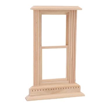 Imagem de HEEPDD Moldura de Janela de Faixa de Madeira Em Miniatura, Decoração de Janela Deslizante de Casa de Bonecas Em Escala de Móveis Com Design de 2 Grades para Baixo para Artesanato, Adereços de