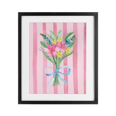 Imagem de Stupell Industries Impressão emoldurada de buquê de primavera rosa e azul preto sob vidro, design por Nina Jacobs, 40 x 33