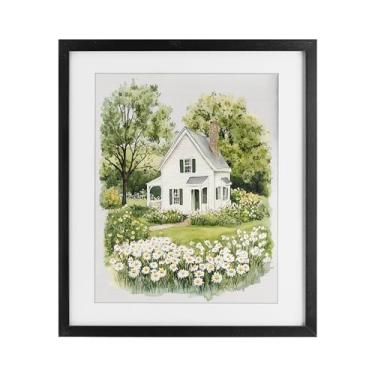 Imagem de Stupell Industries Quaint Countryside Cottage Garden Impressão emoldurada preta sob vidro, design por Lettered and Lined, 16 x 13