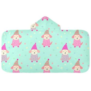 Imagem de Burbuja Toalha de banho com capuz de laço rosa para crianças, toalha de praia de pelúcia macia absorvente para chá de meninas e meninos 3-10 anos, 61 x 127 cm