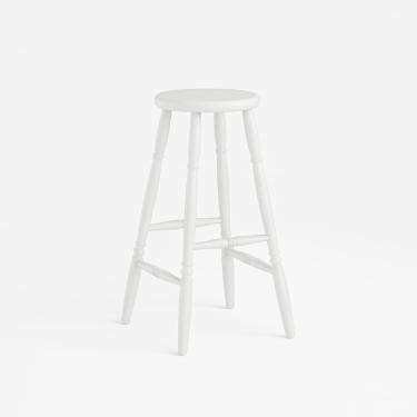 Imagem de Banqueta Alta em Madeira Maciça 75cm Branco Marin Brasil