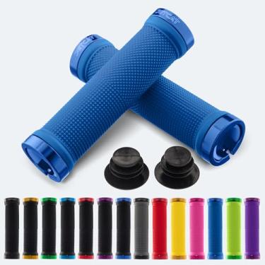 Imagem de JETCAT Pegas de bicicleta, punhos de guidão de bicicleta, guidão de mountain bike, manoplas MTB, punhos de bicicleta BMX, alças de guidão de bicicleta para adultos. Ebike, MTB, scooter, trava, azul