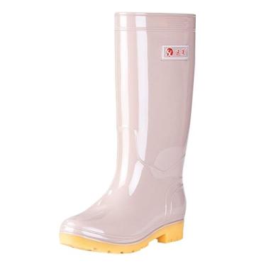 Imagem de Botas de chuva femininas casuais de cozinha respiráveis para primavera, verão, uso ao ar livre e lazer, Caqui, 36