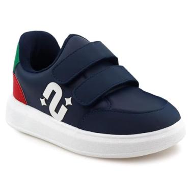 Imagem de Tênis Infantil Menino Novopé com Ajuste Duplo, Macio, Solado Branco Antiderrapante (Azul Marinho, BR, Criança de 4 a 8 anos, Numérico, 31)