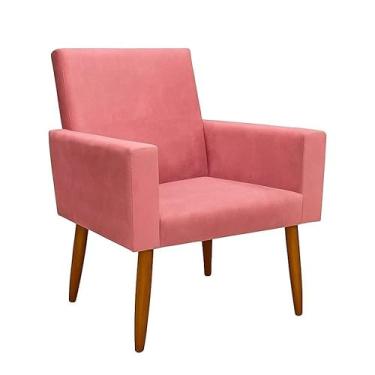 Imagem de Poltrona Estofada para Sala Quarto e Escritório – Conforto e Estilo em Suede Pés Palito Madeira Eucalipto Reflorestado (rosa)