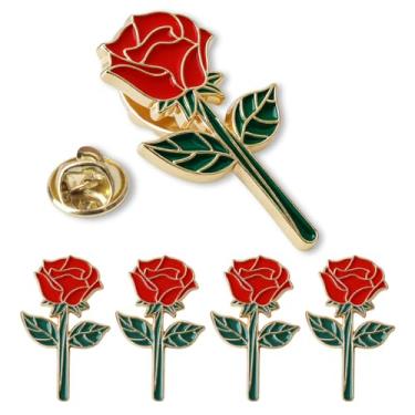 Imagem de Broche de lapela de flor esmaltada rosa vermelha 10/30 pinos elegantes de grupo de liga para mulheres, presentes de férias, broche floral para roupas, bolsas, chapéus, cachecóis, acessórios vintage de