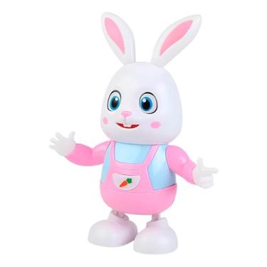 Imagem de Coelhinho Musical Interativo com Luzes e Movimento, Brinquedo Educativo para Bebê, Branco e Rosa, 27cm de Altura, Pilhas AA