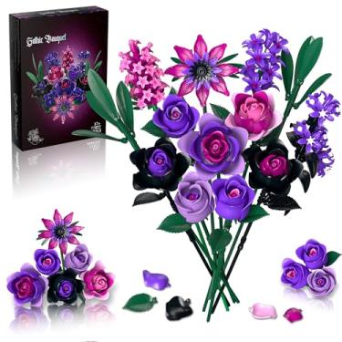 Imagem de Teefrye Purple Rose Bouquet Building Set: Compatible with Lego Flowers for Adults Women Gothic Artificial Botanical Collection Christmas Mother's Day Valentine's Gifts Home Decor (458 PCS)