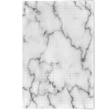 Imagem de Quebra-cabeças adultos elegantes de mármore branco veias pretas 1000 peças estética decoração de casa arte divertido presentes para jogo de elefante branco, 1000 peças, 75 x 50 cm