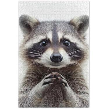 Imagem de a Raccoon Looking at his Hands in The Adult Puzzles 1000 Peças Quebra-cabeça Presentes de Elefante Branco Engraçado Exclusivo Quebra-cabeça Presentes Paisagem Floral, 75x40 cm