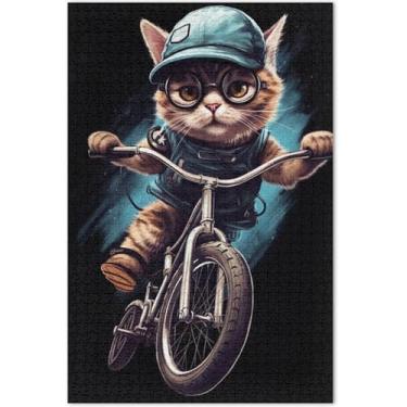 Imagem de Quebra-cabeça com estampa de gato legal para adultos 1000 peças engraçadas flores com estampa animal arte quebra-cabeça presentes