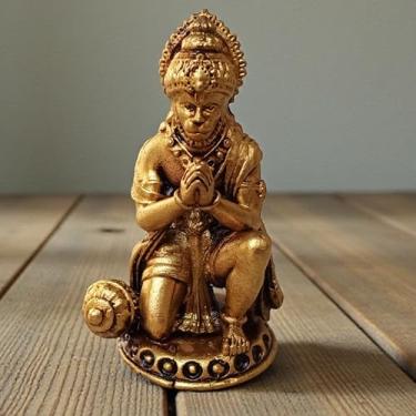 Imagem de Shiva Lingam Shop Brass Lord Hanuman Statue 2.25 Inch 90 Gram | Handcrafted Sitting Hanuman Idol for Puja, Home Temple, Meditation & Spiritual Décor | Hindu God Bajrangbali Murti Religious Gift