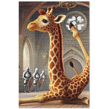 Imagem de Quebra-cabeça de girafa fofa de animais de ioga, 1000 peças para adultos, arte, brinquedo, pintura, quebra-cabeças coloridos, presentes para amantes de quebra-cabeças, 75 x 40 cm