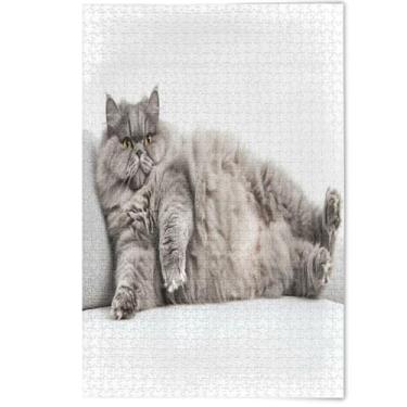 Imagem de Cute Cartoon Cat Gray Jigsaw Puzzles 1000 Pieces Adults, Funny Game Tech Gifts Winter Scene Puzzles Fine Art Painting Home Decor, 1000 Pieces, 29.5" x 19.7"