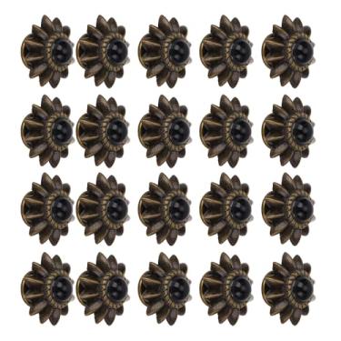 Imagem de SUNGOOYUE 20 Conjuntos de Fivelas Conchos, Rebites de Liga de Zinco Ocidental Vintage Decorativos Margaridas Com Imitação Turquesa Colorida para Selas de Couro, Chapéus, Cintos (Preto)