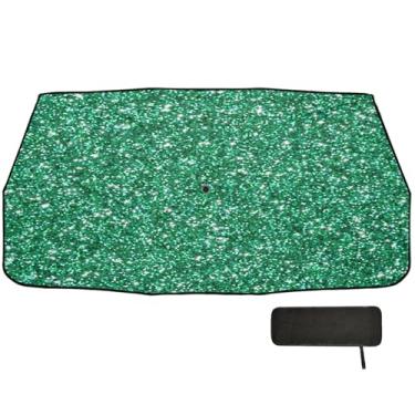 Imagem de Toldo de carro dobrável com textura de glitter verde guarda-chuva de para-brisa bloco UV retrátil para janela carro 147 x 75 cm acessórios de resfriamento de carro
